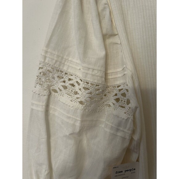 Free People Something Special White Top Puff Sleeves NWT Size XL - Picture 7 of 11